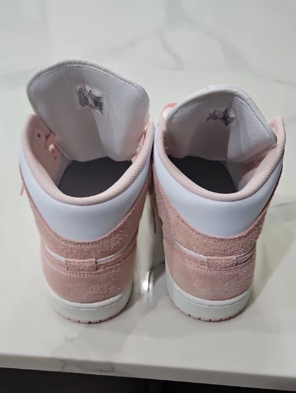 Nike Air Jordan 1 Mid — Light Pink and White Mens Sneakers